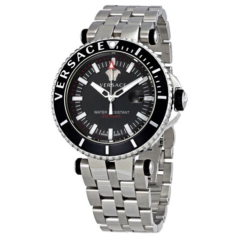 versace v-race black dial men's stainless steel watch|Men's V.